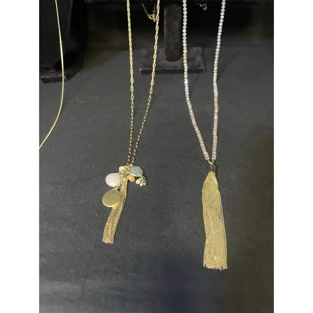 Loft Gold & Silver Tone Costume Statement Long Necklace Lot Of 4